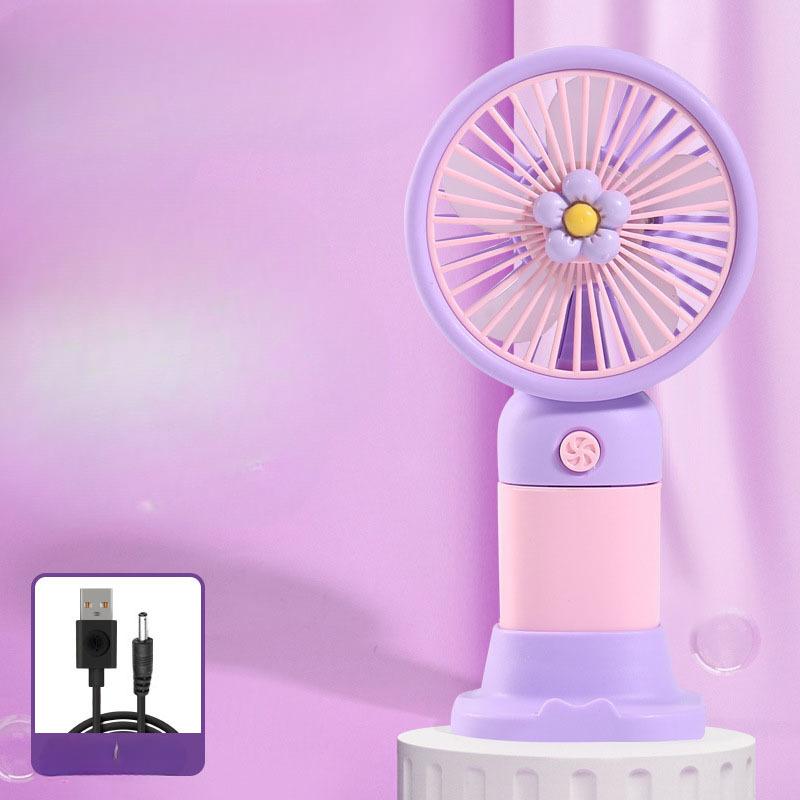 Cartoon Fruit Flower Portable Desktop Lazy Fan Mobile Phone Stand Multi Use Handheld Small Fan Student Charging Edition