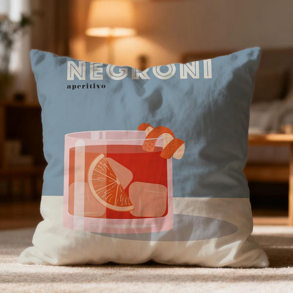Popular NNegroni Cocktailever Cushion Cover Soft Washable Pillow Case Multi-Scene for Couch Bed Travel Office Use