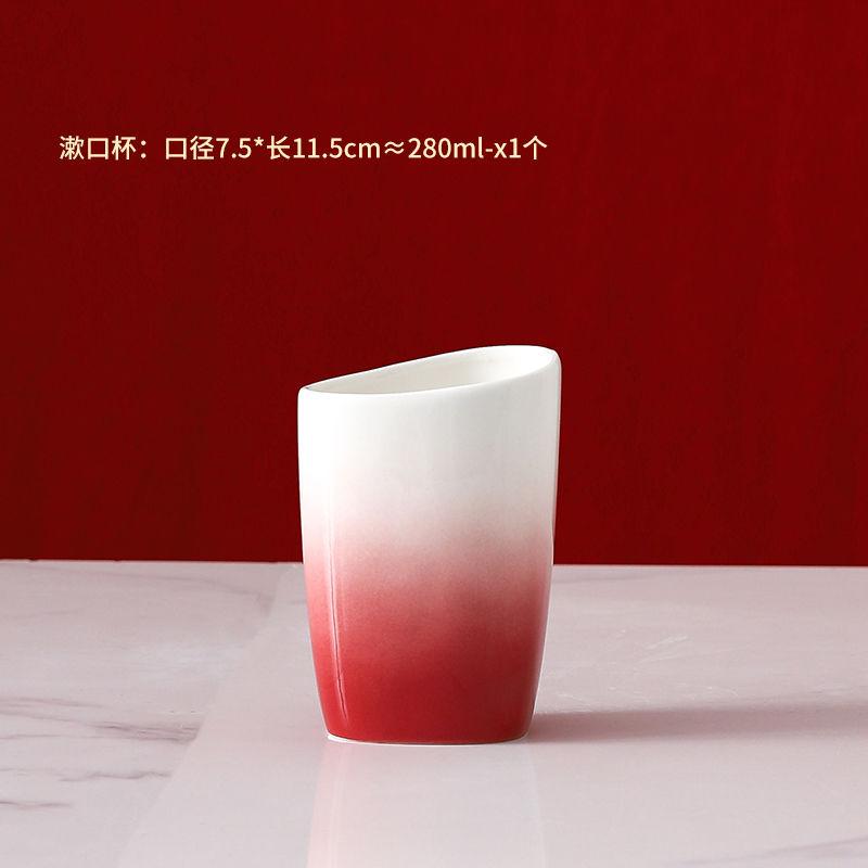 Gradient Red Ceramic Lotion Bottle Hotel Bathroom Toiletry Set Toothbrush Holder Mouthwash Cup Soap Dish Ceramic Soap Dispenser