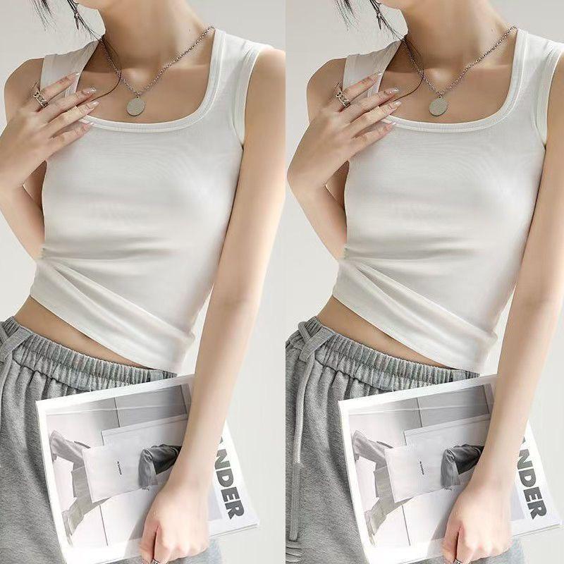 2026 Spring Women's Racerback Camisole Vest with Wide Shoulder Straps – Side Coverage and Solid Color