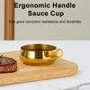 Sauce Cup 304 Stainless Steel Espresso Measuring Cup with Ergonomic Wooden Handle V-Shaped Spout Coffee Milk Tea Sauce Holder