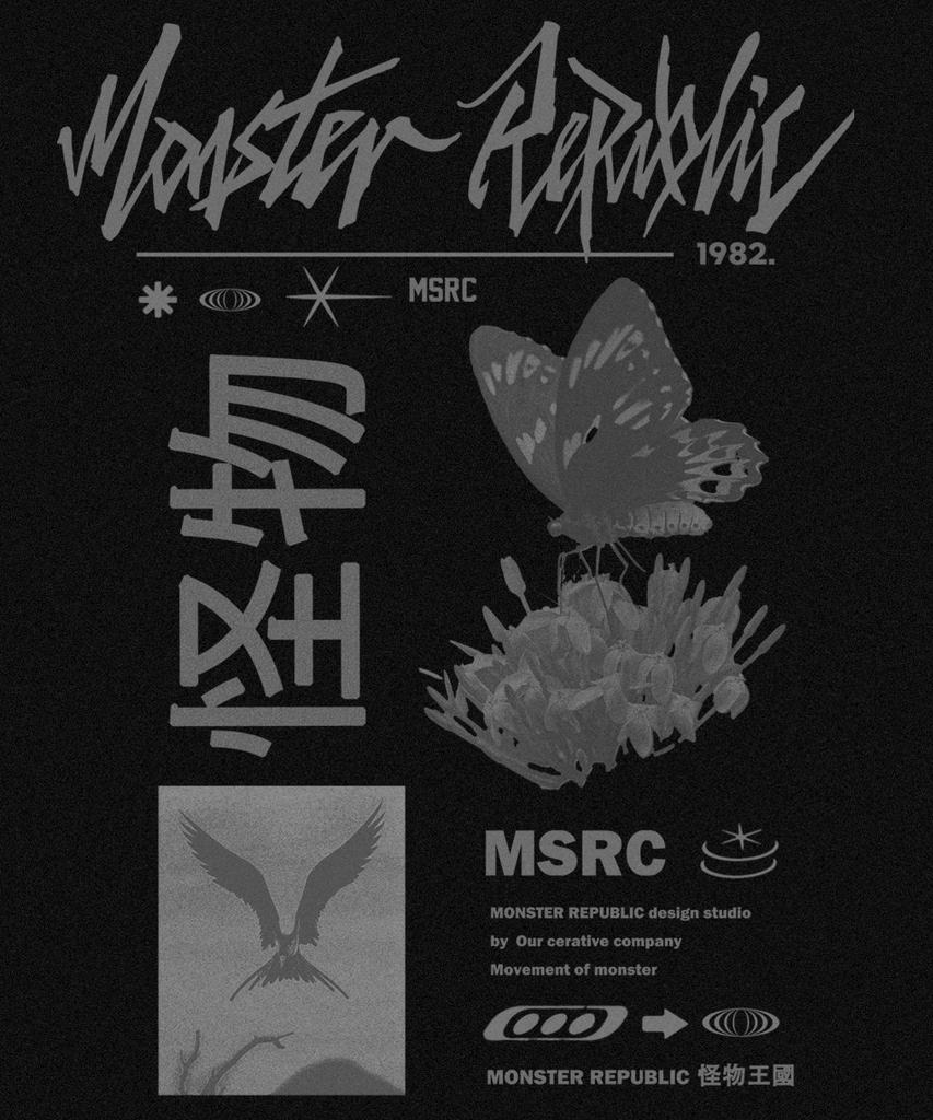 MONSTER REPUBLIC Fly Ash Grey T-Shirt Black
