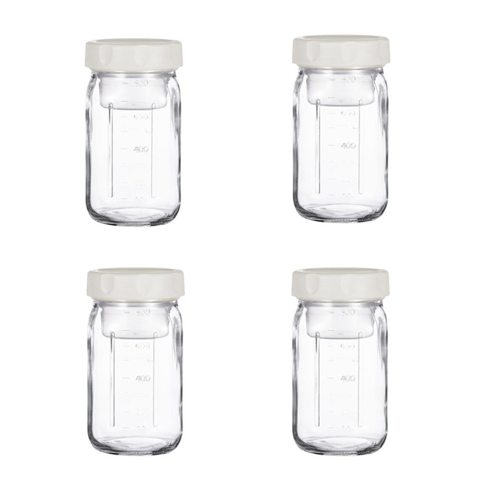 Pacote com 4 Potes de Vidro para Salada de 32 Oz com Recipiente para Molho Embutido e Marcações de Escala Potes Mason Jars Separação Úmido e Seco Copo à Prova de Vazamentos para Aveia