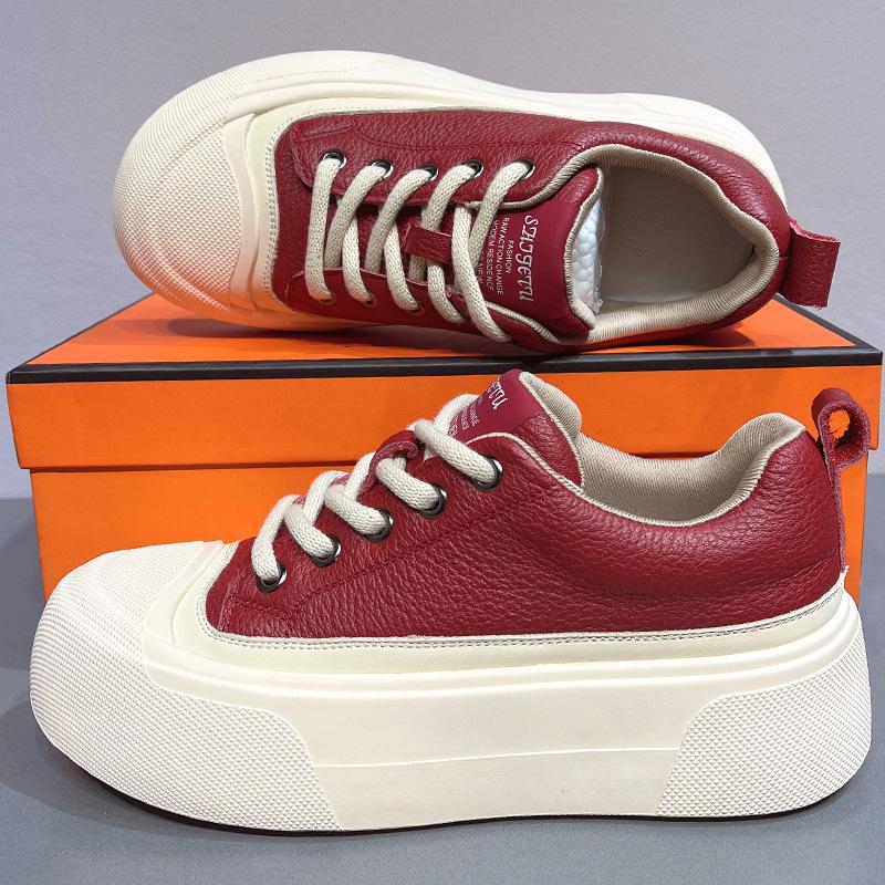 Plateau weiße Schuhe Damen Frühling und Herbst lässige Sportschuhe bequem und leicht Skateboardschuhe