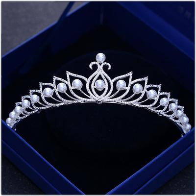 Gorgeous Silver Plated Crystal Pearls Bridal Tiaras Crown Rose Gold Alloy Rhinestone Diadem Headband Wedding Hair Accessories