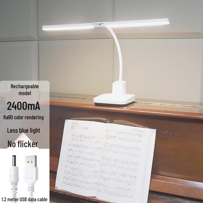 

Акумуляторна світлодіодна лампа повного спектру для фортепіано та пюпітра – Захист очей, подвійне використання для навчання, гри або практики гри на гітарі. Touch Switch