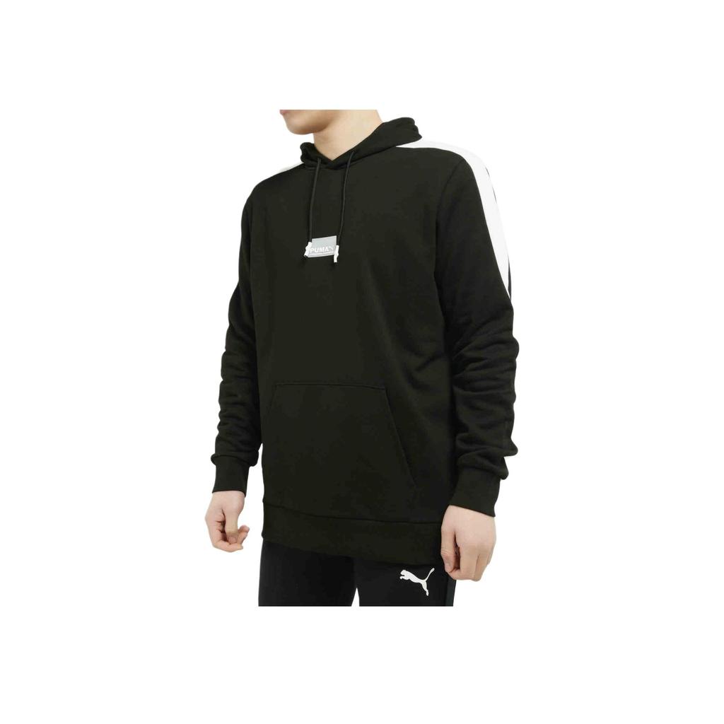 PUMA Colorblock Letter Logo Print Hoodie Men Tops Black 598233-01