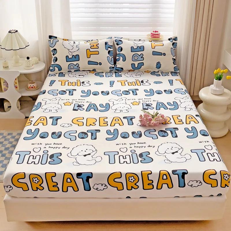 Pink Blooming Flowers Pattern Fitted Sheet Set 3Pcs Romantic Skin Friendly Comfortable Soft Mattress Cover with Elastic Band