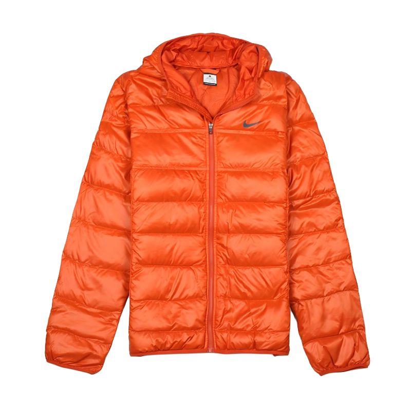 Nike Gray Duck Down Hooded Zipper Solid Color Long Sleeve Down Jacket Men outerwear 484510-832 XL