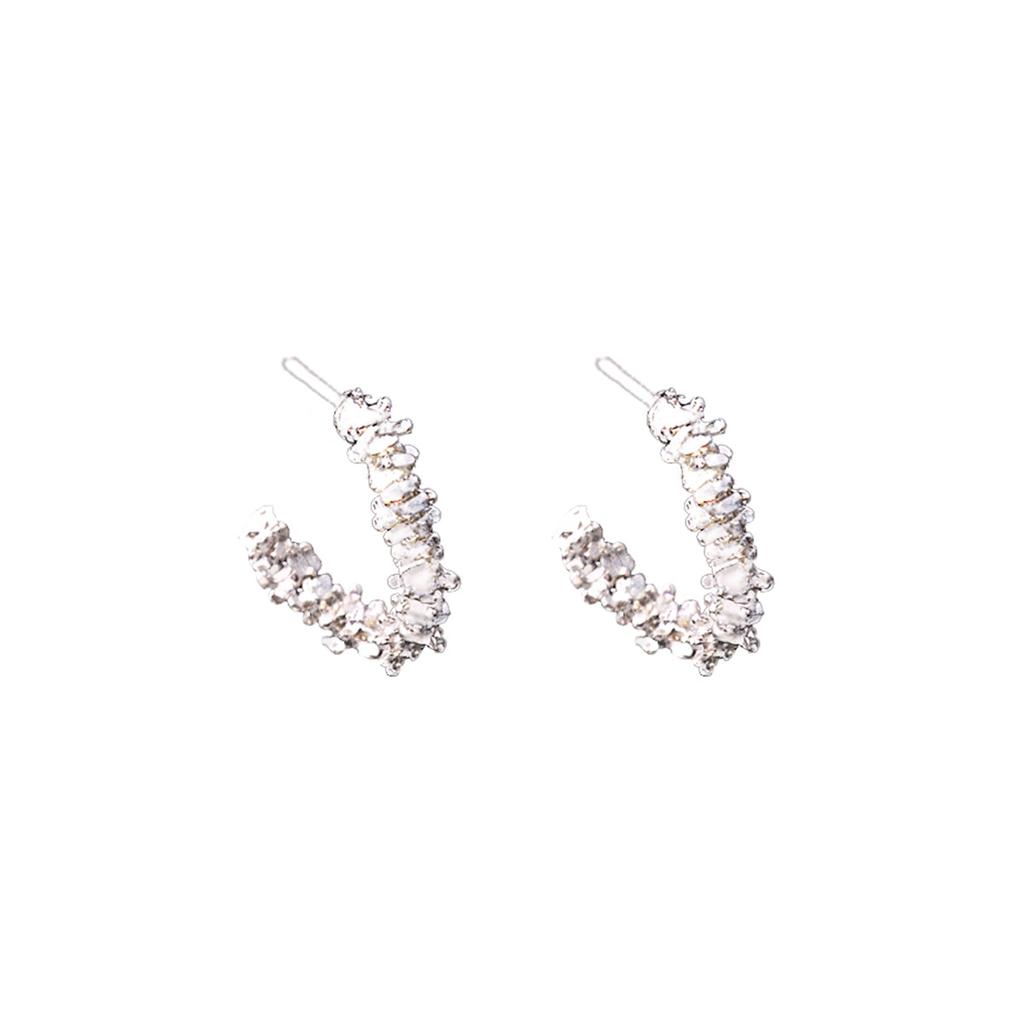 Irregular Broken Silver Stud Earrings In Summer, Light Luxury And Simple C-Shaped Earrings, Cold Wind Design, Multi-Reflective Earrings.