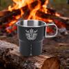 300ml Camping Water Cup Stainless Steel Mountainhiker Camping Cups with Foldable Handle Stackable Travel Cutlery Picnic Utensils