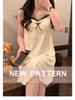 Women's Apricot Lace-Trimmed Camisole Nightgown - Padded Bust, Casual Summer Home Wear Skirt Pajamas