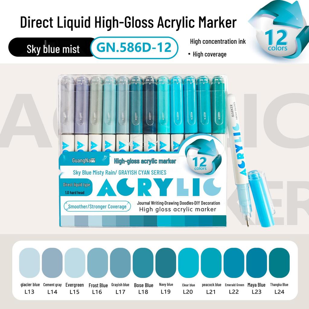 Guangna 586 Large Capacity Acrylic Paint Marker – Bleedproof, Layerable, High Gloss for DIY Projects