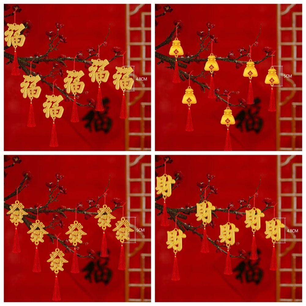 6pcs/10pcs Waterproof Potted Plant Year of the Dragon Spring Festival Hanging Pendant  Lucky Mascot