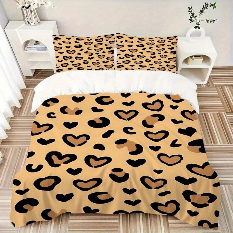 3pcs Leopard Print Bedding Set, Breathable And Soft, Suitable for All Seasons Machine Washable, Suitable for Bedroom Decoration,yy250822112