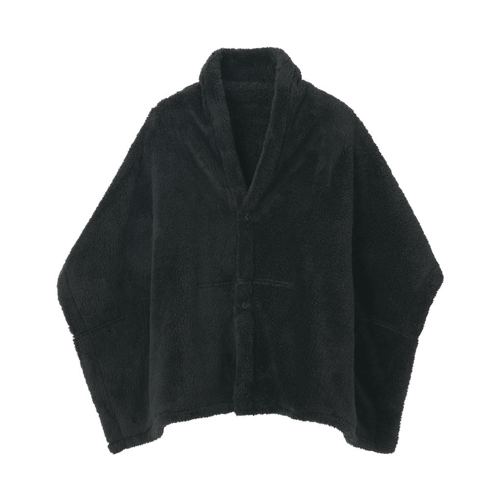 MUJI Cape Chaude en Polyester Recyclé Boa, Adulte Mixte, DDD11A5A, Noir, 45 x 160cm