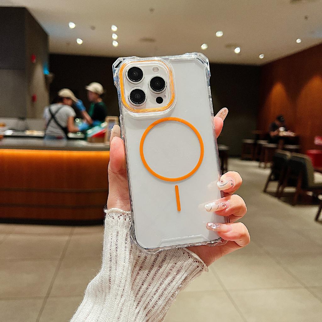 For iPhone 15 Pro Magnetic Case Drop-Proof TPU+PC Phone Back Cover