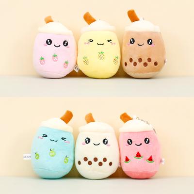 12cm Obst Milch Tee Tasse Plüsch Schlüsselanhänger süße gefüllte Plushies Rucksack Anhänger Kawaii Cartoon Valentinstag Mädchen Geschenke