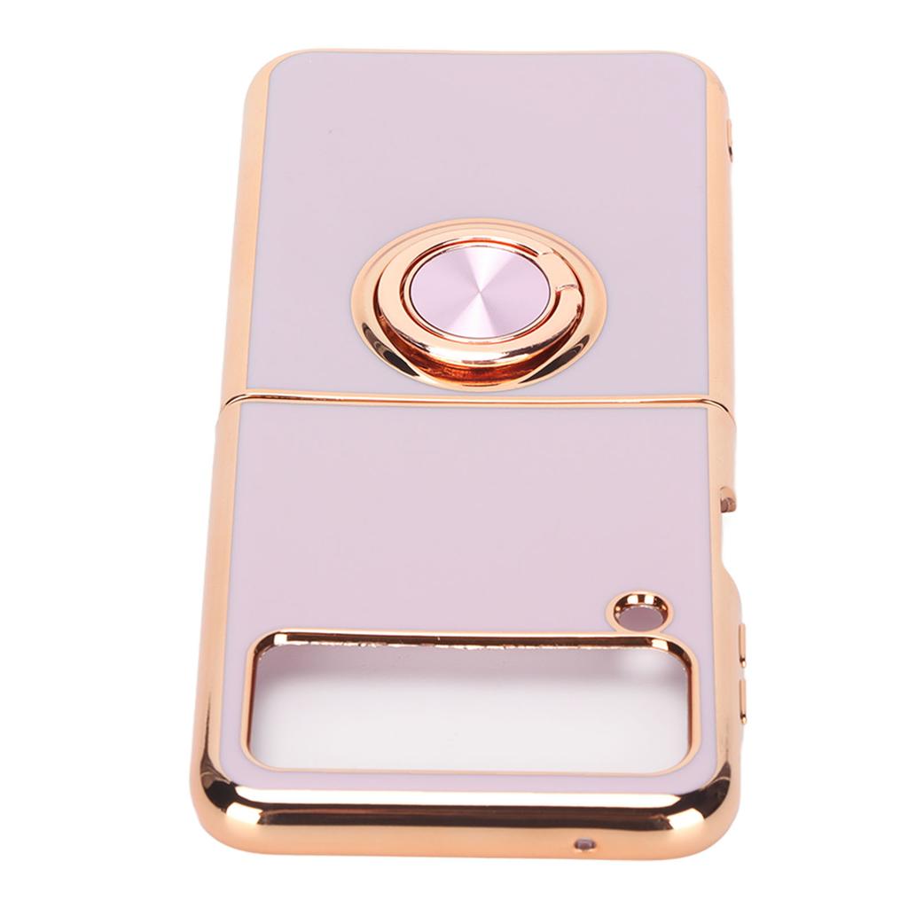 Smartphone Protective Case Car Magnetic Phone Cover with 360 Degree Rotation Finger Loop Stand for Z Flip 3 Light Purple