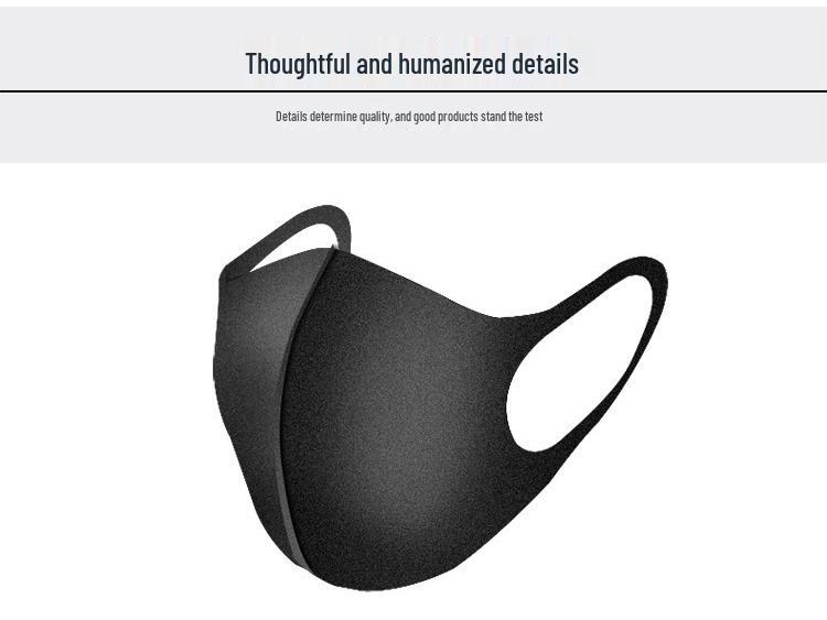 Black 3-Piece Washable Sponge Face Mask for Men & Women - 3D Style for Autumn/Winter