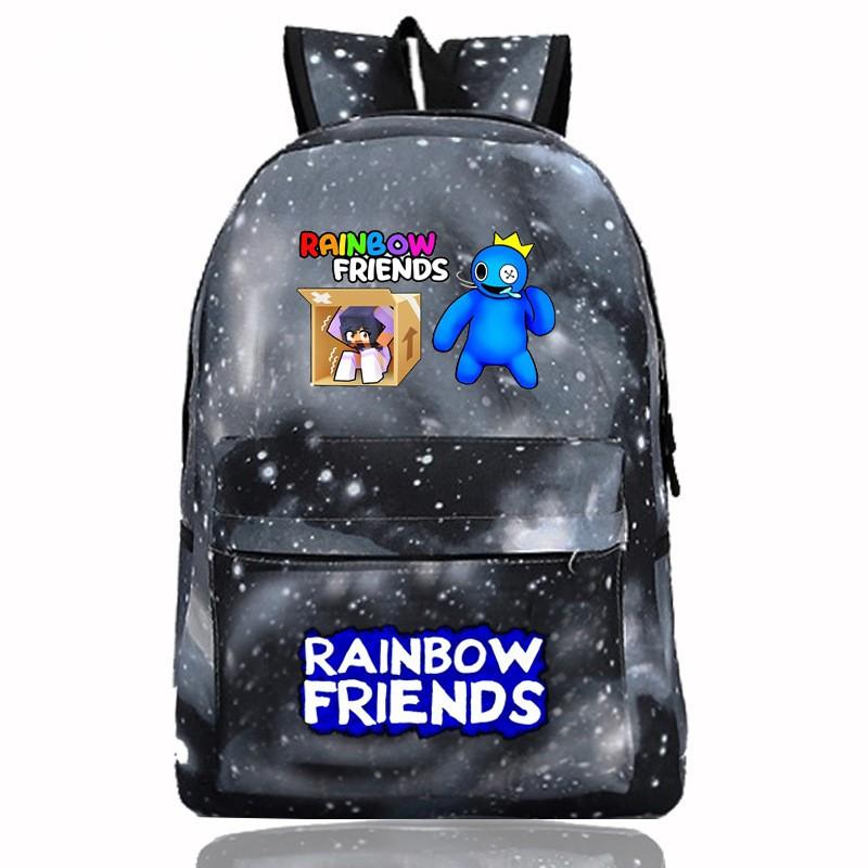 Rainbow Friends Cartoon School Backpack Kids Boys Girls Lightweight Oxford Fabric Bookbag With Ergonomic Shoulder Straps
