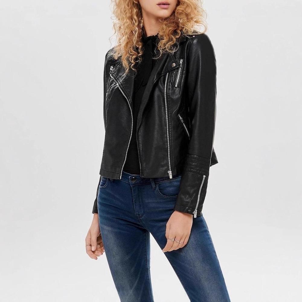 Autumn and winter women's pu leather jacket European and American large size leather jacket retro locomotive jacket Women's jacket