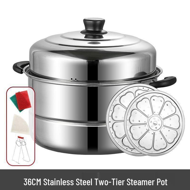 Thickened Stainless Steel Multi-layer Steamer Pot for Household Use - Suitable for Induction & Gas Stoves