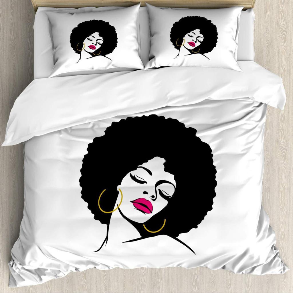 Female Pop Art Three-Piece Quilt Cover Digital Printing Bedding Set Bed Cover