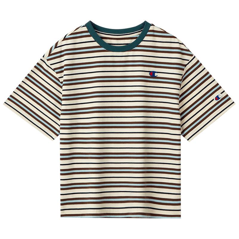 Champion Unisex Kids' Striped Embroidered Short Sleeve T-Shirt
