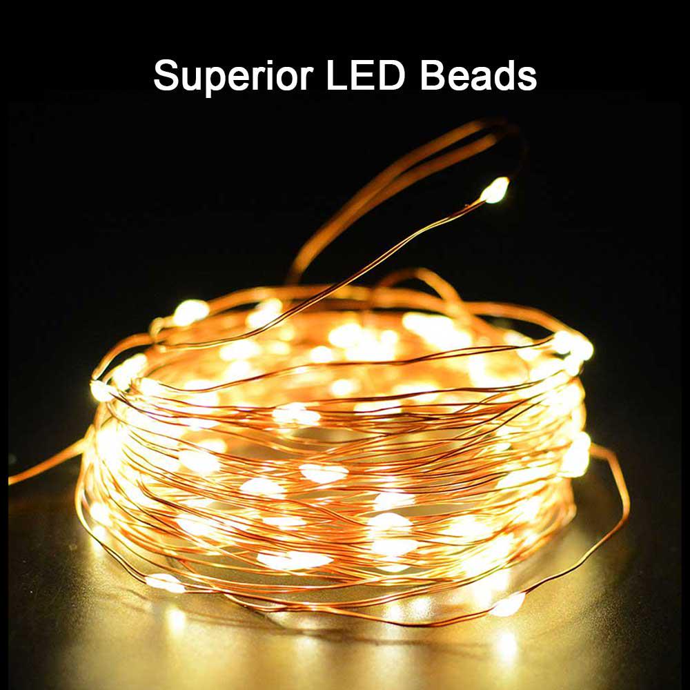 Solar Copper Lamp String Christmas LED Decorative Lamp Copper Star String Lamp Light String 8