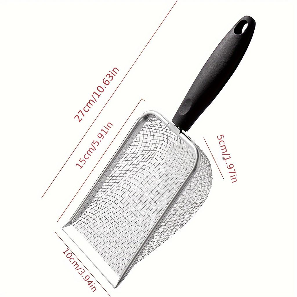 1pc Sturdy Stainless Steel Cat Litter Scoop - Rust-Resistant Durable Poop Shovel with Superior Filtration for Fine Sand Litter