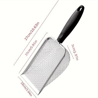 1pc Sturdy Stainless Steel Cat Litter Scoop - Rust-Resistant Durable Poop Shovel with Superior Filtration for Fine Sand Litter