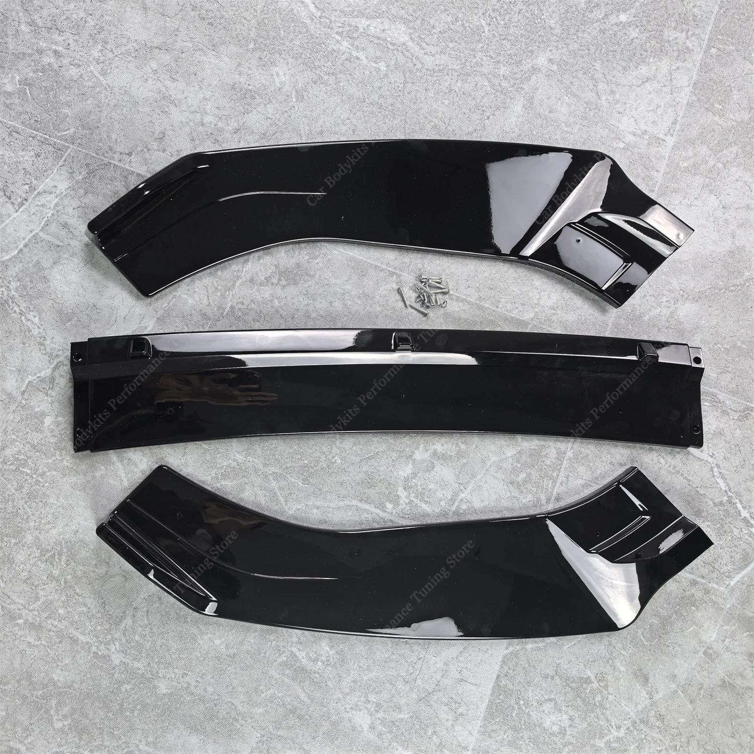 Front Bumper Lip Spoiler Splitter Diffuser Retrofit For Ford Fiesta MK8 ST ST-line 2017-2021 Pre-Facelift Bodykits Tuning Gloss Black
