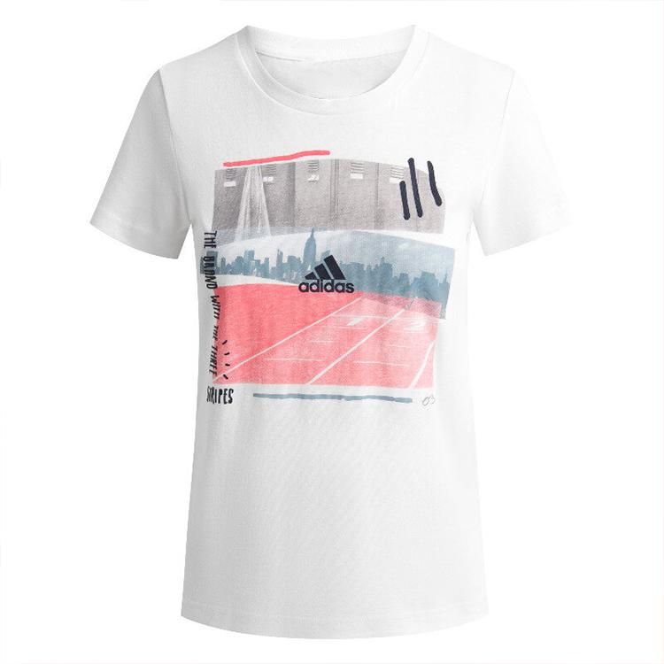 Adidas Round Neck Comfortable Casual Short Sleeve T-Shirt Women T-Shirts White DV3023 S