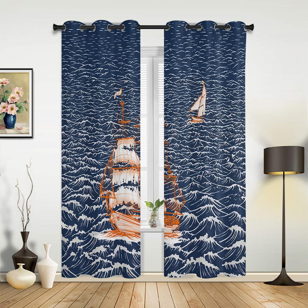 Vela Sulle Onde Tenda per Finestra Soggiorno Tenda a Valance di Lusso per Camera da Letto Decorazione Casa Cucina Tenda