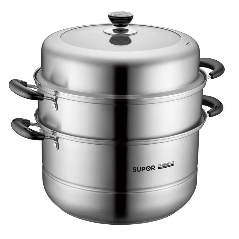 SUPOR 30cm 3-Layer 304 SS Steamer & Soup Pot