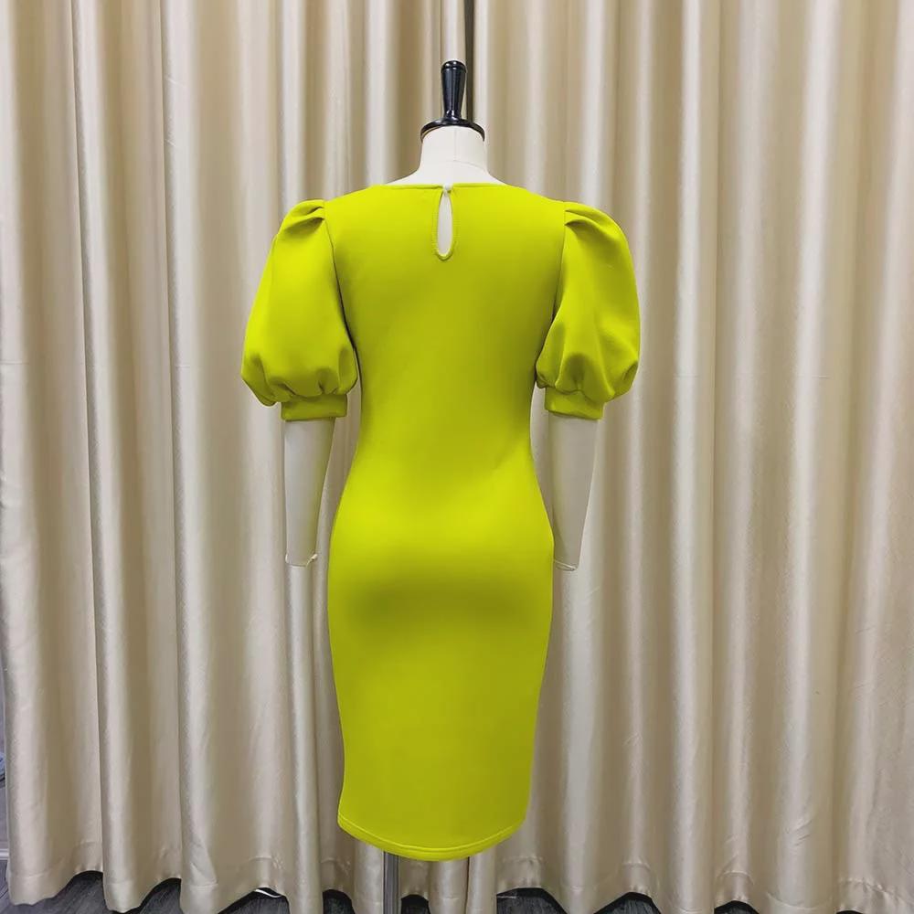 D3112 Women's Summer Puff Sleeve Sexy Banquet Dress - European & American Style