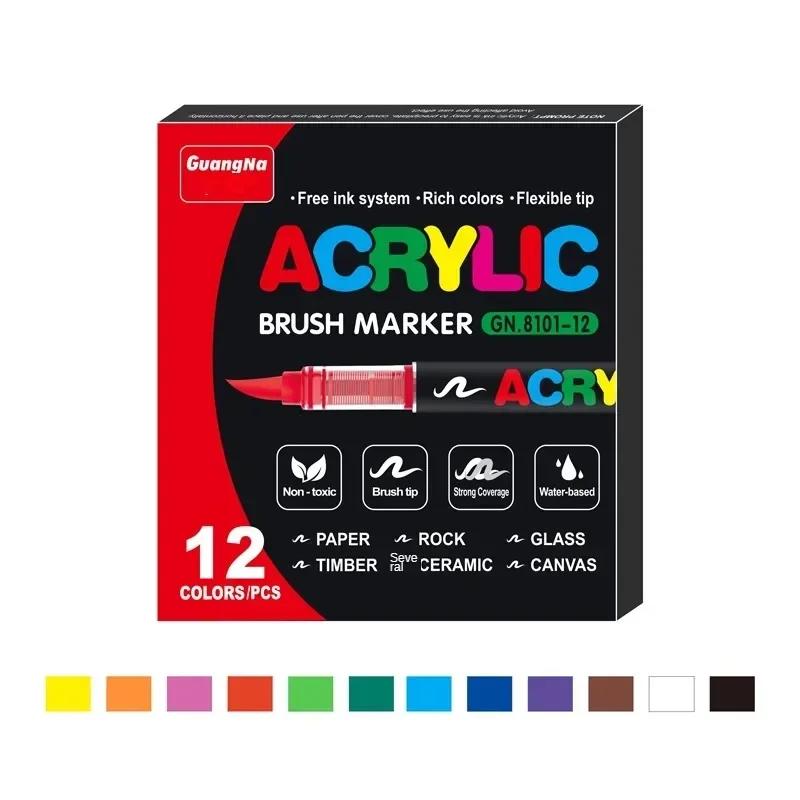 Acrylmalstifte Marker Pinselspitze Malstifte für Felsenmalerei Holz Leinwand Stein Weihnachtsgeschenk DIY Bastelarbeiten