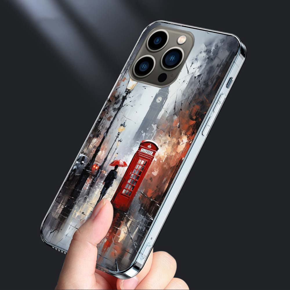 Artist London Painting Oil Painting Phone Case For Iphone 16E 15 Pro 14 Plus 17E 16 17 Pro Max Air 11 12 13 Mini Shockproof C