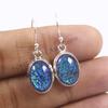 Blue Opal Earrings, Oval Doublet Opal Earrings, Gift for Friends, Handmade Earrings, 925 Sterling Silver Earrings