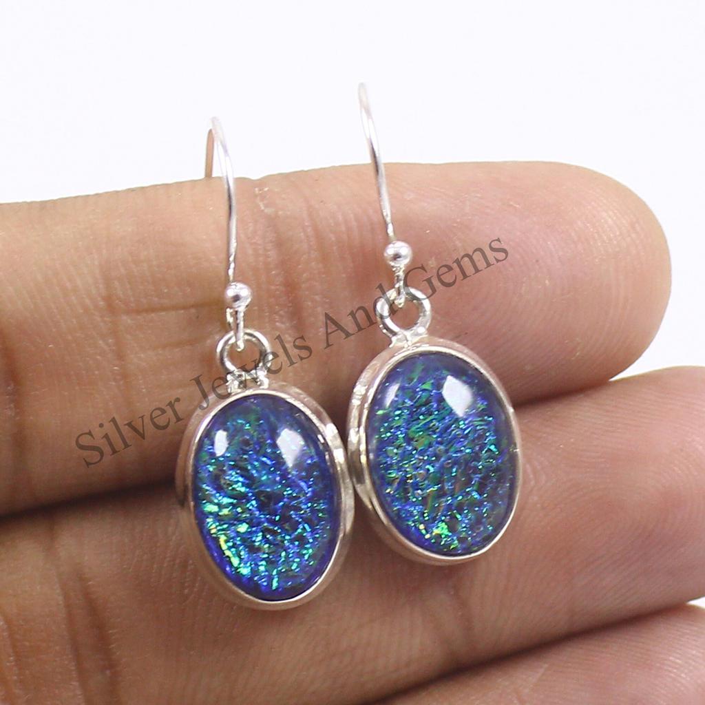 Blue Opal Earrings, Oval Doublet Opal Earrings, Gift for Friends, Handmade Earrings, 925 Sterling Silver Earrings