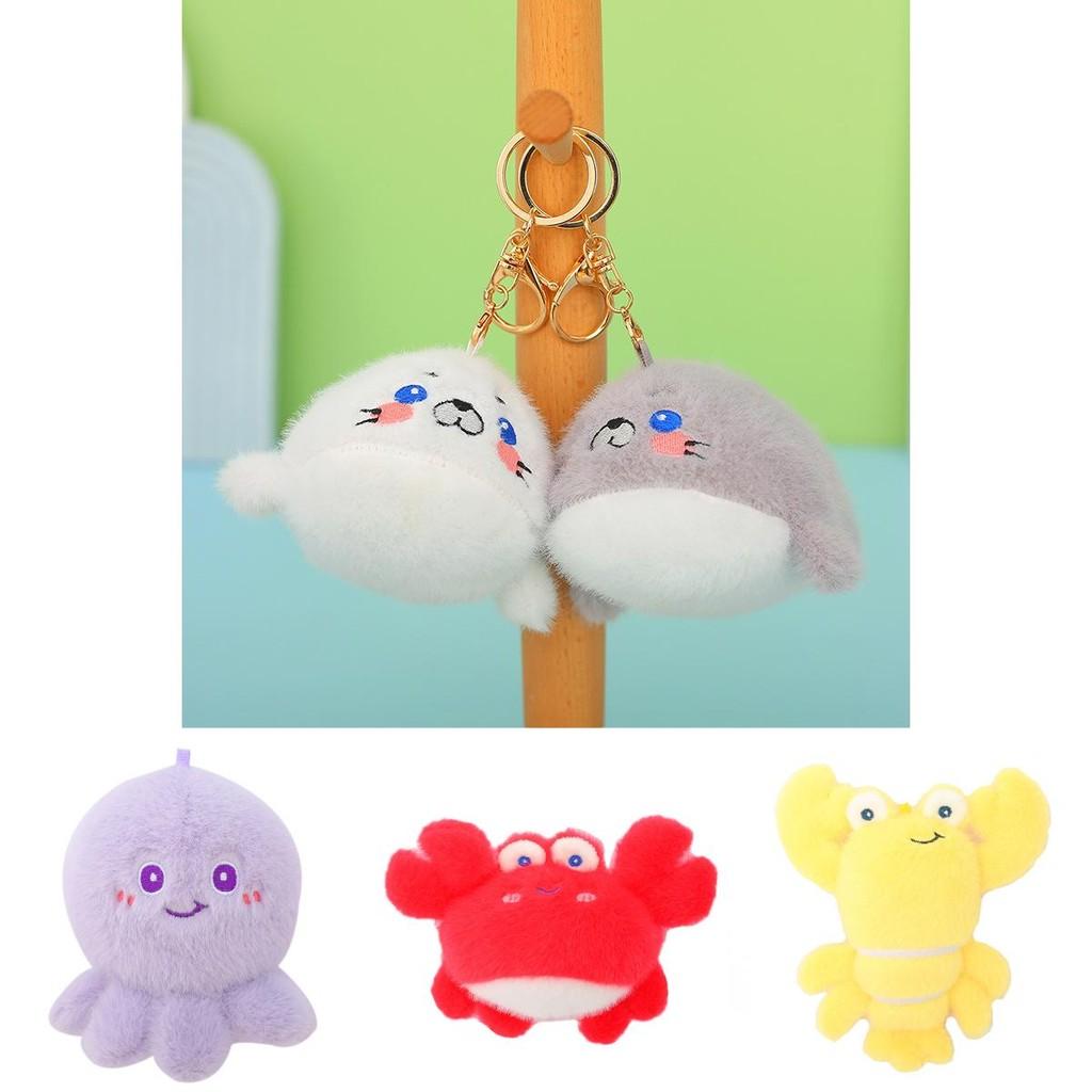 Delightful Ocean Animal Plush Keychain Assortment Available In Multiple Fun Colors