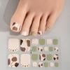 22Tips Pink Flowers Toenail Polish Sticker Floral Baking Free Toe Nail Strips Full Cover DIY Foot Decoration Stickers