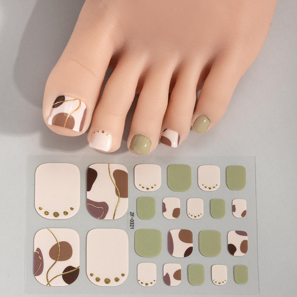 22Tips Pink Flowers Toenail Polish Sticker Floral Baking Free Toe Nail Strips Full Cover DIY Foot Decoration Stickers