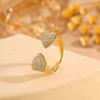 Fashionable Luxury Open Ring - Women's Heart-shaped Ring Set with Zirconia - Unique and High-end Style Finger Ring with Open Design
