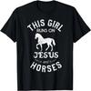 Horse Lover Christian Gifts Girl Runs On Jesus And Horses T-Shirt