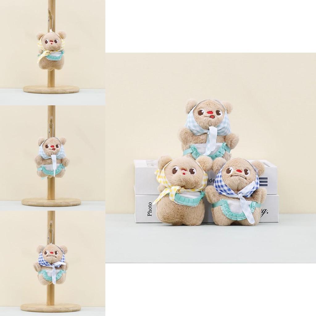 Cuddly Bear Butter Stuffed Toy Key Ring In Blue Green Yellow Scarves Bags For