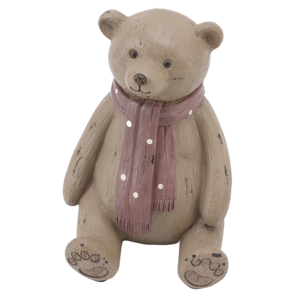 Scarf Bear Ornament Exquisite Workmanship Resin Bear Statue with Antislip Soft Rubber Pad for Living Room Porch