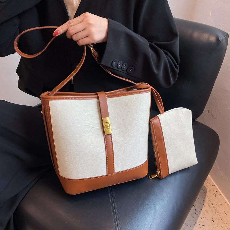 Trendy Cross-border Style Black Canvas Tote Bag With High Capacity For Women 2023 Autumn New Arrival коричневый