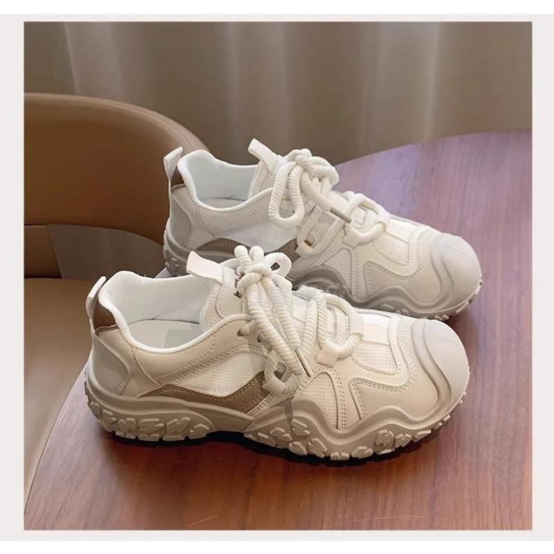 Thick-soled Heightening Dad Shoes Women's New Spring and Autumn Mesh Breathable Lightweight Soft-soled Casual Sports Shoes